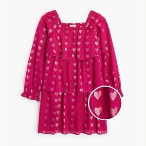 CREWCUTS Girl's Shimmer Tiered Hearts Dress size 10 valentines spring pink